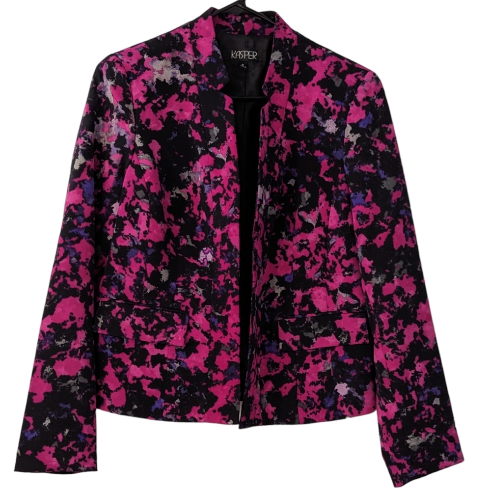 Lined Kasper blazer with abstract paint print